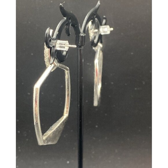 Kendra Scott Selena Earrings Silver Plated Pave Crystal Open Frame Pierced - Picture 6 of 8